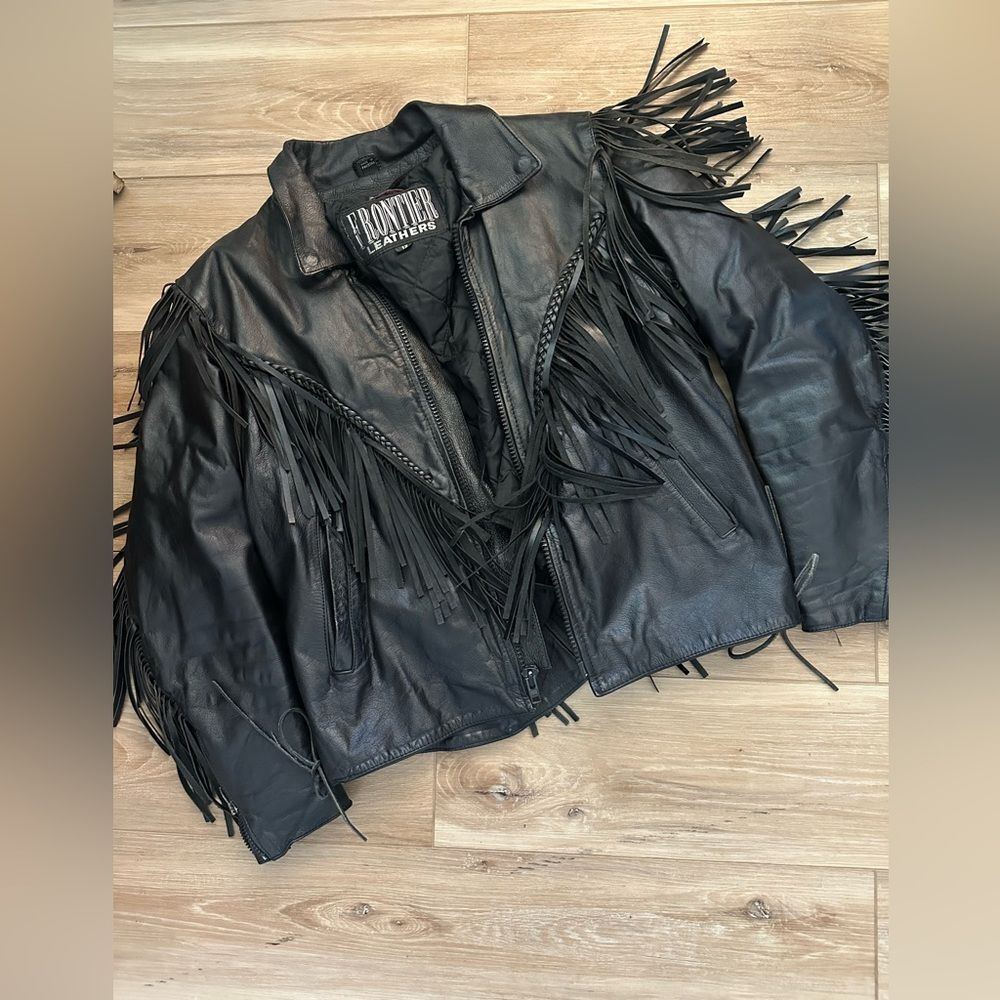 Vintage Frontier Leather Fringe Moto Jacket 12